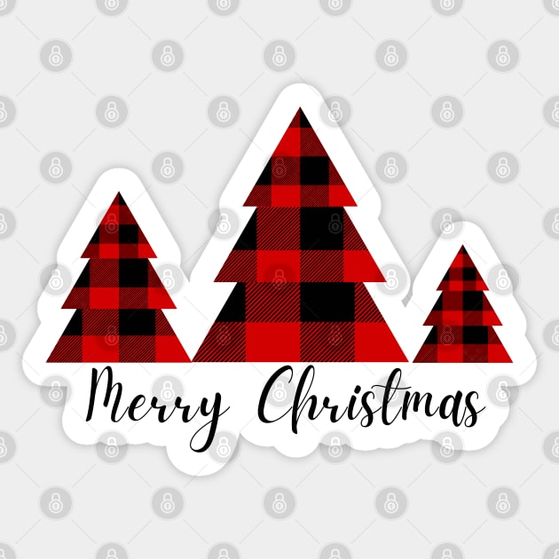 Merry Christmas Buffalo Plaid Trees Sticker by EdenLiving